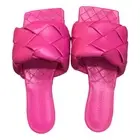 NIB BOTTEGA VENETA Lido Lagoon Hollyhock 37 Pink Sandals slides designer leather