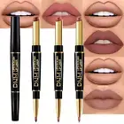 3Pcs Chestnut Nude Brown Matte Lip Liner and Lipstick Combo Set Kit for Women DN
