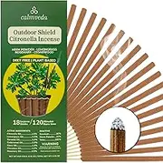 Calmveda Natural Citronella Incense Sticks Outdoor - (18 Sticks, 40 hrs Protection) for Safety on Patio, Camping etc | DEET Free, Powered with Indian Neem & Essential Oils