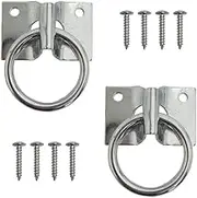 2-in Hitch Ring with Plate, Hitching Ring Hooks, Wall Mount, Zinc-Plated, Animals Tie Downs, Home and Farm Applications, 400lbs Safe Working Load (2-Pack) (with Screws)
