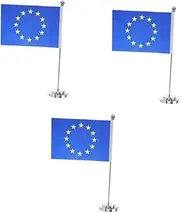 HOODANCOS 3pcs Small Country Flag Stand Eu Flag Desktop Display Vertical Catering for Table Decor