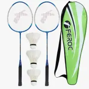 Badminton Racket 2 with 3 Pieces Feather shuttles with Full Cover