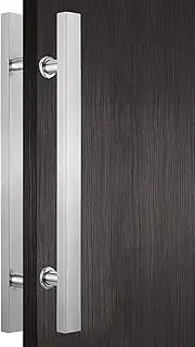 Door Handle Door Pull Barn Door Handle for Sliding Door,Modern Square H Shape Push Pull Door Handle (Matte Black 60cm/24in) (Sliver