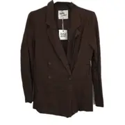 Paper Heart Cotton Linen Blend Chocalate Blazer Jacket Ladies Size 10 NEW
