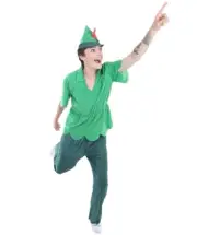 Adult Men's Green Outfit Costume for Cosplay Peter Pan Halloween Party HC-142