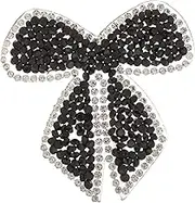 Homoyoyo Rhinestone Bowknot Clothes Patch Shiny Applique for Bags Apparel Hotfix Iron Design Elegant Lightweight Embellishment for Easy DIY Decoration