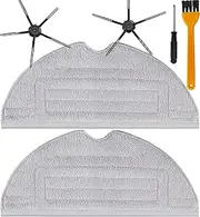 [YBVABE] Mop Pads for Roborock S7 MaxV Ultra / S7 MaxV Plus / S7 MaxV / S7 Pro Ultra / S7 / S8 / S8+ Robot Vacuum - 2 Microfiber Mopping Pad Cloth & 2 Black Side Brushes Replacement Accessory
