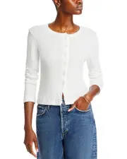 Leset Pointelle Crewneck Cardigan