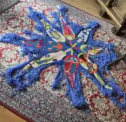 New with tags EMILIO PUCCI Blue Silk Raw Fringe Scarf Shawl Pareo