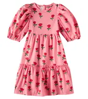 [Mini Rodini] Mini Rodini Roses puff-sleeve cotton dress Y 6/7 pink
