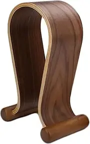 Blelsa Wooden Headphone Stand U Shape Headphone Holder Classic Walnut Birch Finish Headset Stand Hanger for Home Office Studio Bedroom