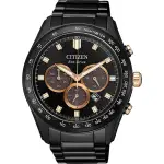 【CITIZEN 星辰】亞洲限定光動能三眼計時手錶-黑/43MM 送行動電源 開學(CA4458-88E)