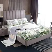 Erosebridal Cartoon Koala Bed Sheets Set Toddler Woodland Wildlife Sheet Set, Spring Plant Bedding Twin Size Eucalyptus Leaf Sheets, Jungle Animal Theme Bedding Set Kids Room Decor