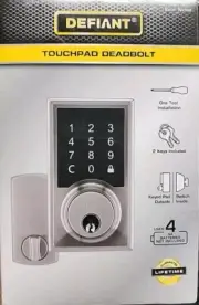 Defiant Square Electronic Entry Door Touchpad Deadbolt Lock in Satin Nickel