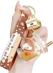 [HONYJOOM] Cute Keychain Kawaii Boba Liquid Bear Keychain Cat Key Chain Backpack Charm Women Men Girl Boy Kid Teens Daughter