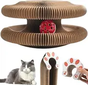 Kitty Kurlz Cat Magnetic Scratch Board, Foldable Accordion Interactive Scratch Pad, Magic Organ Cat Attraction Toy, Cat Toy with Bell Ball, Cat Scratchers for Physical Exercise Indoor (1PCS)