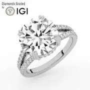 Round Solitaire Labgrown Diamond Engagement Ring 18k White Gold 5.60 Ct