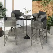 Bar Stools 4 pcs with Cushions Grey Poly Rattan,Poly Rattan Bar Stools with Cushions for Outdoor Use Set of 4 Outdoor Chair