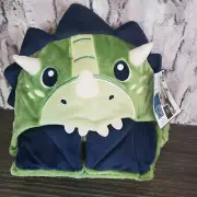 SOFT Fleece Triceratops Dinosaur Hooded Blanket, Glow-in-the-dark 40x50" NEW