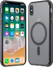 Tigowos Translucent Magnetic Phone Case for iPhone X/XS with MagSafe Wireless Charging Anti-Yellow Anti-Fingerprint Shockproof Protective Case for iPhone X/XS(5.8")， Black