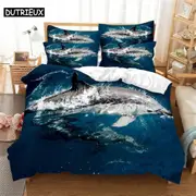 a2161 Bed Sheets Dolphins Bedding Set Duvet Cover Set Bedding Digital Printing Bed Linen Bedding Set Fashion Design3-Piece Bedding Set (1 Duvet Cov