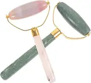 2pcs Jade Massage Roller Jade Roller for Face Jade Face Scraper Face Massage Roller Jade Facial Massager Face Roller Massager Guasha Miss Double Head Aluminum Alloy Sand Board