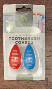Travelon Anti-Bacterial Toothbrush Cover with Suction Cup - Set of 2 blue/red