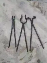 3-Piece Blacksmith Iron Tongs Set - Forging, Knife Making, Vise, and Anvil Tools