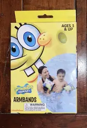 Inflatable Arm Bands Swim Pool Floats SPONGEBOB Squarepants Age 3+ NIP
