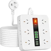 Surge Protector Power Strip, 18 in 1 Power Board with USB C, 12 Widely Outlets, 3 USB-A and 3 Type-C, 1.8M/5.9Ft Extension Cord, Wall Mount Outlet Extender, Office Supplies, Dorm Room Essentials