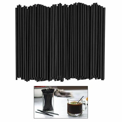 1000 Ct Black Sip Stirrers Plastic Straws Coffee Bar Cocktail Straw Sticks 7.5"
