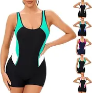 [Generic] One Piece Swimsuits for Women Tummy Control Bathing Suits Conservative Swimming Costume with Flat Bottom Beach Vacation Monokini Swimwear Beachwear Resortwear