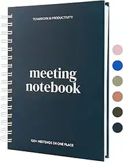 Lamare Meeting Notebook for Work Organization - 100+ Meetings Work Notebook For Note Taking - Meeting Notes Notebook For Work - Stay Productive with Meeting Planner Notebook 220 pages l A5 Size 8.5x6”