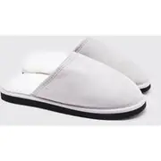 Mens Grey Marl Sherpa Lined Slipper