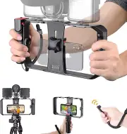 Smartphone Stabilizer Grip, Cellphone Video Rig Tripod Mount Holder, with Wirele