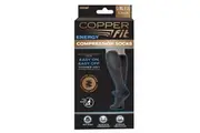 Copper Fit Easy On Off Energy Travel Compression Socks L XL Unisex Nylon Black