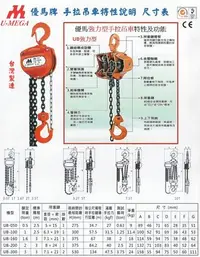 在飛比找Yahoo!奇摩拍賣優惠-U-MEGA優馬牌 UB強力型手拉吊車 鍊仔猴 鏈仔猴 手拉