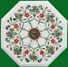 White Marble Corner Table / Multicolor Stone Coffe Table Top / Indoor Table Top