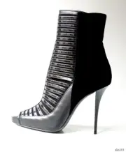 BALMAIN black leather patent velvet stileto heel ankle boots amazing new $1295
