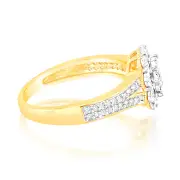 1/3 Carat Diamond Halo Ring with Split Shank in 9ct Yellow Gold, M