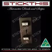 Holden HQ Windscreen Wiper Switch Decal/Sticker Letter Set - WASH WIPE White TXT