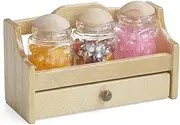 Odoria Dollhouse Spice Rack Miniature: 1/6 Scale Glass Jar Shelf for Kitchen Pantry Dining Room - Mini Shelving Container Bottle Seasoning Canister for Crafts