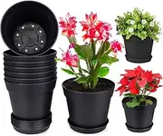 Plastic Planters, 10 Pcs 6inch Plant Pots with Drainage Holes and Saucers for Indoor, Outdoor, House, Office, Balcony, Succulents, Cactus, Herbs