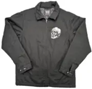 Liquid Death Jacket Mens Large Black Canvas Full-Zip Insulated Logos Snap Cuffs