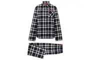 Hugo Womens/Ladies Flannel Long Pyjama Set (Grey/Black) (6 UK)