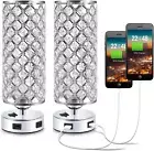 Kakanuo USB Crystal Table Lamps Bedside Lamps Set of 2, Modern Nightstand Lamps