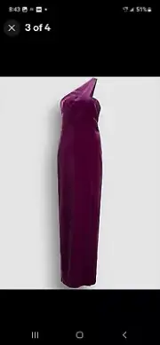 $245 Aidan Mattox Women's Purple Velvet One-Shoulder Dress Size US 0