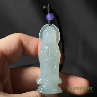 【Fubibaoding jeweler 富璧寶鼎珠寶】冰種淡綠翡翠觀音墜(天然A貨 冰種 佛牌 保平安)