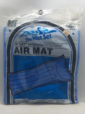 Vintage 80’s Intex The Wet Set Air Mat 72"x27" Blue Pool Inflatable 1983 59700