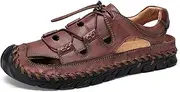 [BMMMOPGOKPOSA] Men's Casual Sandals, Baotou Soft Beach Sandals, Adjustable Outdoor Sports Non-Slip Casual Shoes for Mountaineering (Brown 40)
